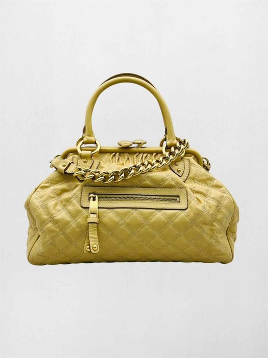 Pre-loved MARC JACOBS Stam Bag Beige Quilted Top Handle at Reems Closet