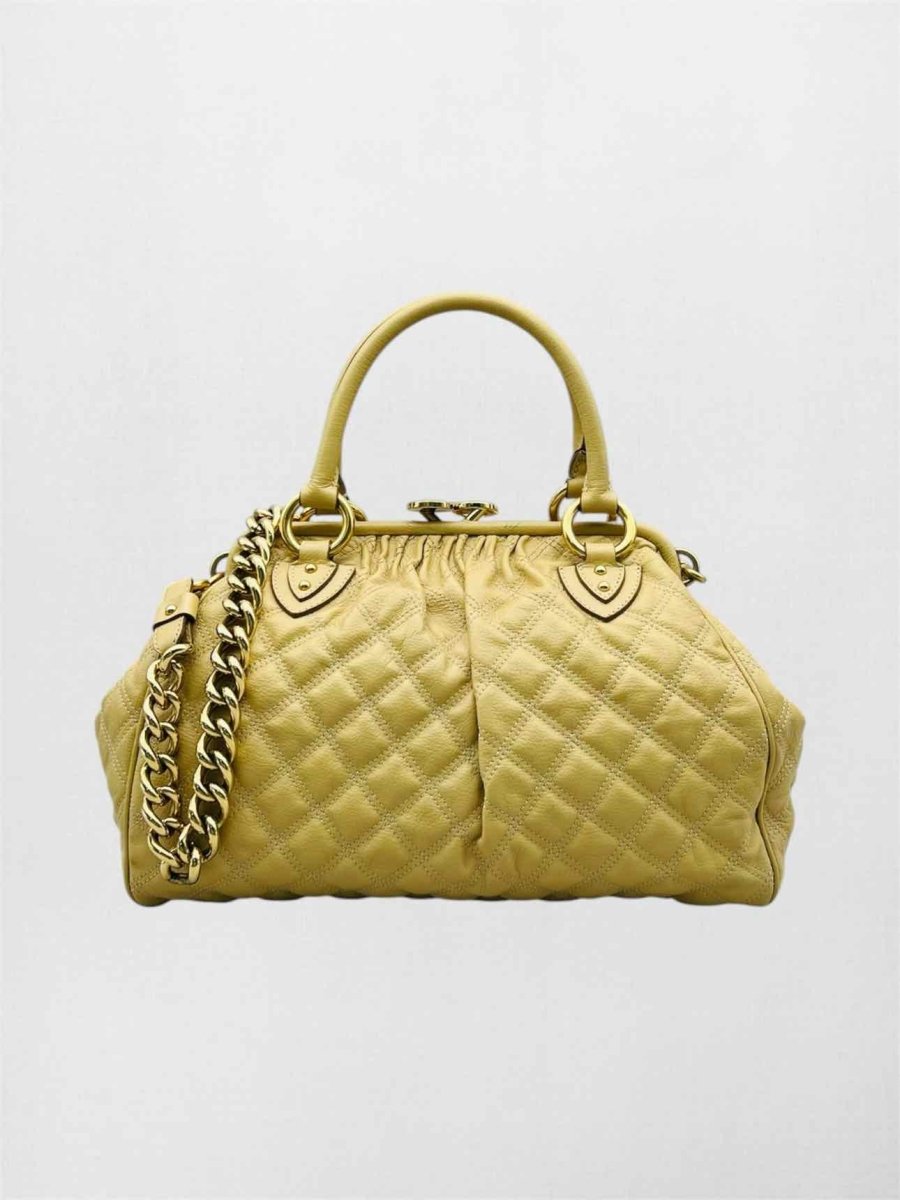 Pre-loved MARC JACOBS Stam Bag Beige Quilted Top Handle at Reems Closet
