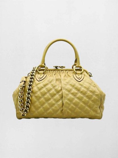 Pre-loved MARC JACOBS Stam Bag Beige Quilted Top Handle at Reems Closet