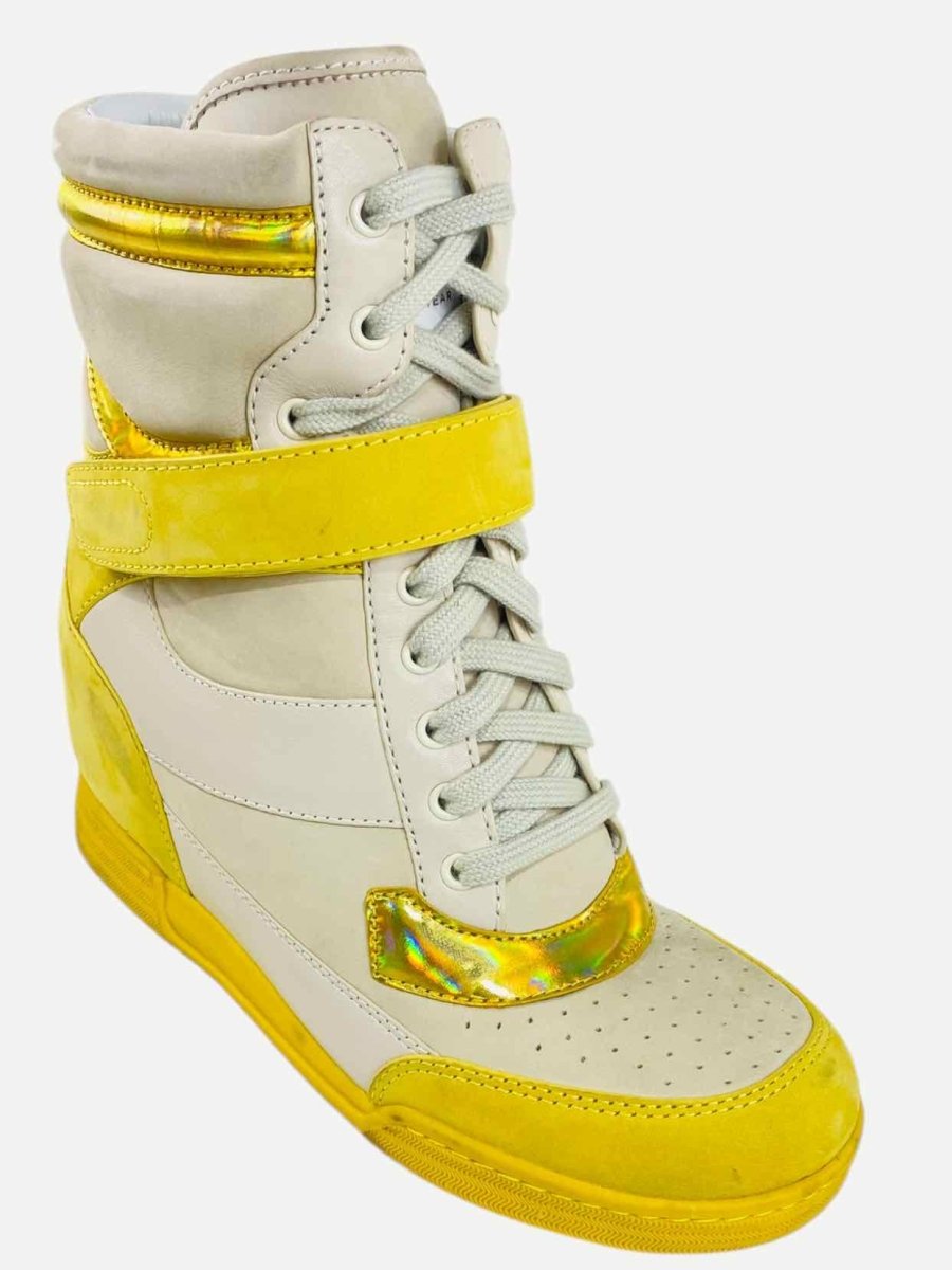 Pre - loved MARC JACOBS Wedge Beige & Yellow Sneakers 40 at Reems Closet