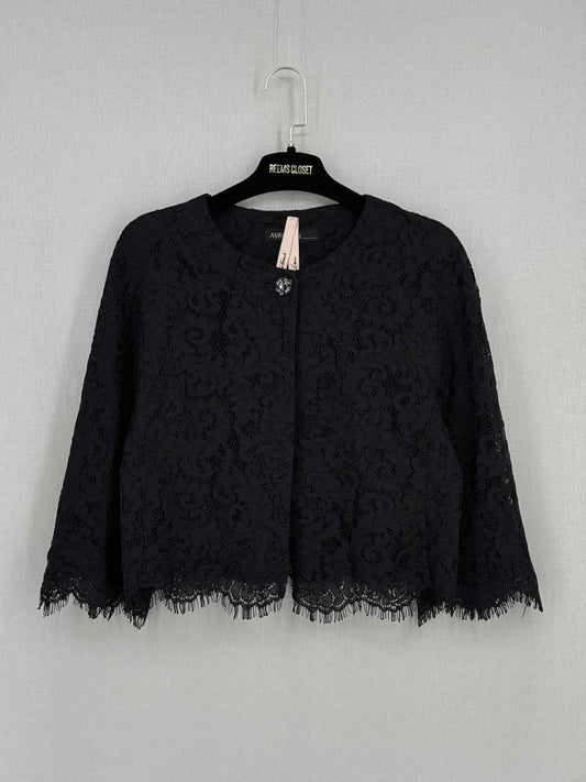 Pre - loved MARCCAIN Black Floral Embroidered Size Medium Jacket at Reems Closet