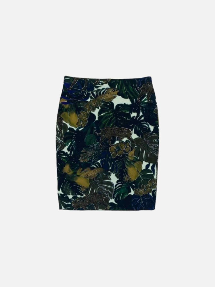 Pre - loved MARCCAIN Green Multicolor Jungle Print Mini Skirt at Reems Closet