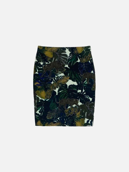 Pre - loved MARCCAIN Green Multicolor Jungle Print Mini Skirt at Reems Closet