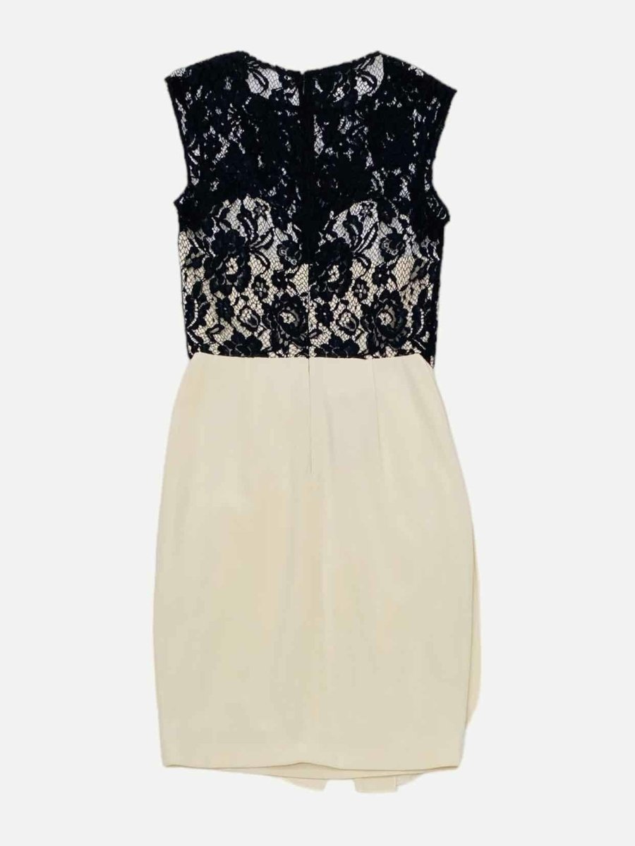 Pre - loved MARCHESA Black & Beige Lace Size US 10 Short Dress at Reems Closet