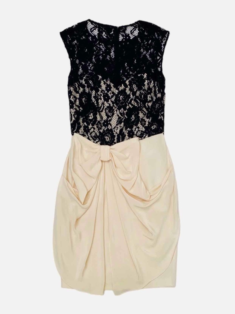 Pre - loved MARCHESA Black & Beige Lace Size US 10 Short Dress at Reems Closet