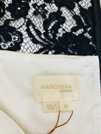 Pre - loved MARCHESA Black & Beige Lace Size US 10 Short Dress at Reems Closet
