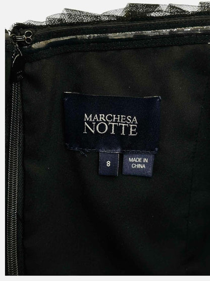 Pre - loved MARCHESA NOTTE Black & Gold Size US 8 Long Dress at Reems Closet