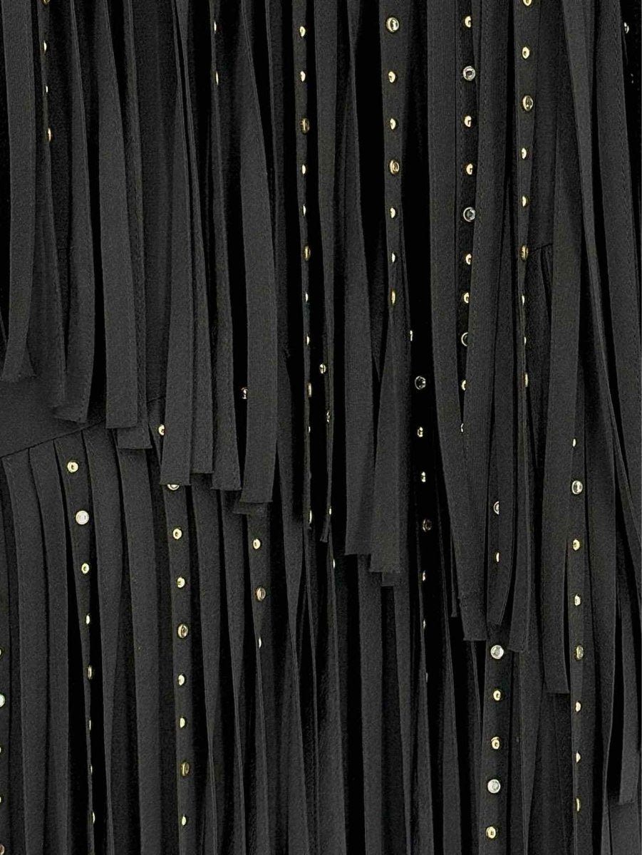 Pre - loved MARCOBOLOGNA Black Fringed Size US 8 Short Dress at Reems Closet