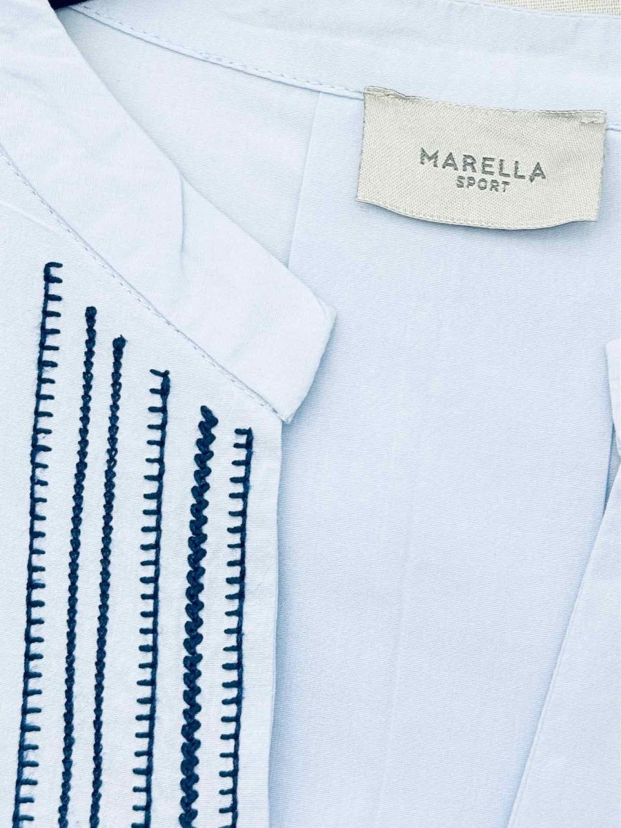 Pre-loved MARELLA Pastel Blue Embroidered Size US 14 Blouse at Reems Closet