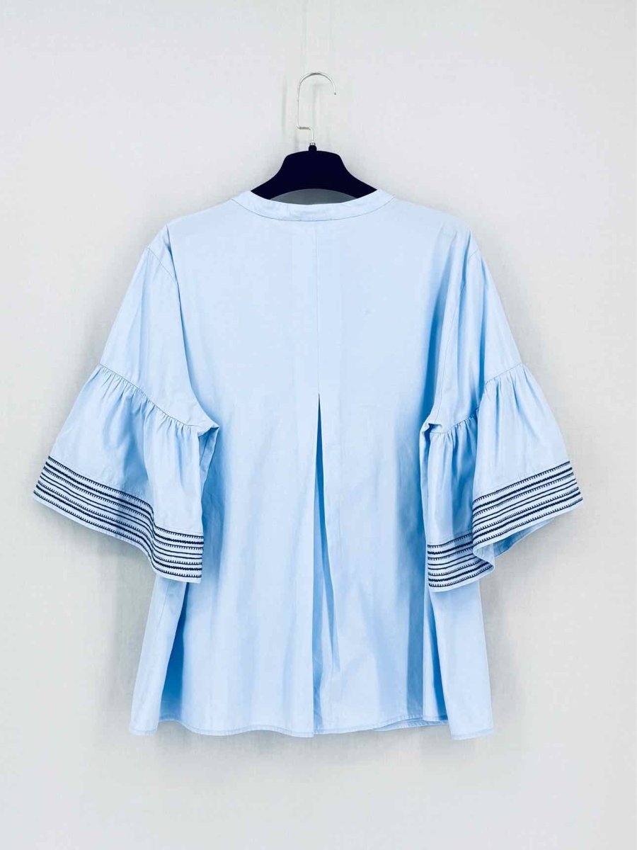 Pre-loved MARELLA Pastel Blue Embroidered Size US 14 Blouse at Reems Closet