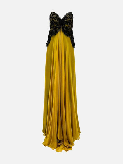 Pre - loved MARIA LUCIANA HOHAN Gold & Black Evening Dress at Reems Closet