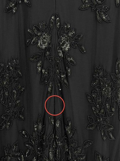 Pre-loved MARINA RINALDI Black Floral Lace Size Large Long Dress at Reems Closet