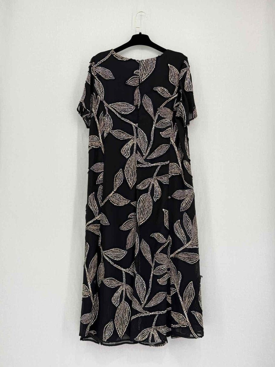 Pre-loved MARINA RINALDI Black Patch Size US 14 Midi Dress at Reems Closet