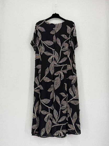 Pre-loved MARINA RINALDI Black Patch Size US 14 Midi Dress at Reems Closet