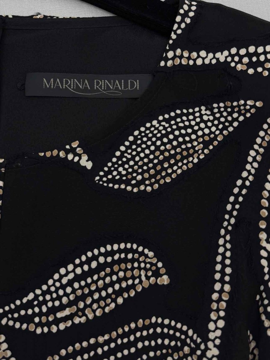 Pre-loved MARINA RINALDI Black Patch Size US 14 Midi Dress at Reems Closet