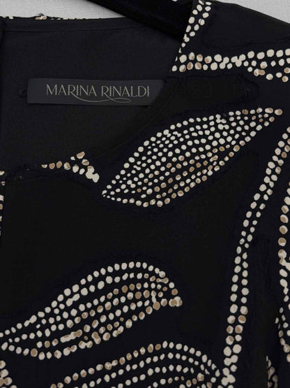 Pre-loved MARINA RINALDI Black Patch Size US 14 Midi Dress at Reems Closet