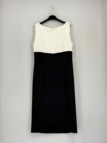 Pre-loved MARINA RINALDI Black & White Size US 12 Midi Dress at Reems Closet