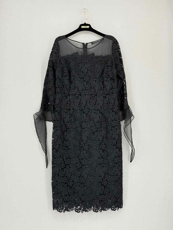 Pre-loved MARINA RINALDI Danae Black Size US 10 Midi Dress at Reems Closet