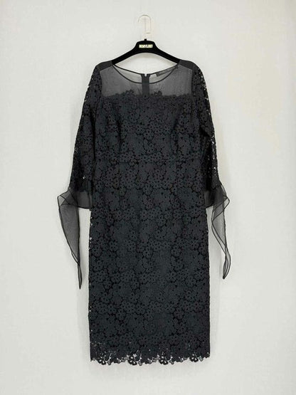 Pre-loved MARINA RINALDI Danae Black Size US 10 Midi Dress at Reems Closet