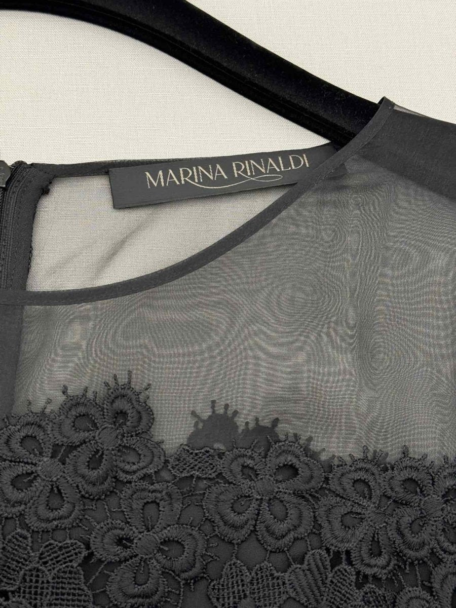Pre-loved MARINA RINALDI Danae Black Size US 10 Midi Dress at Reems Closet