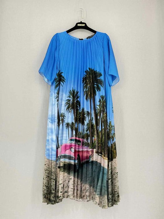Pre-loved MARINA RINALDI Madera Printed Size Large Midi Dress at Reems Closet