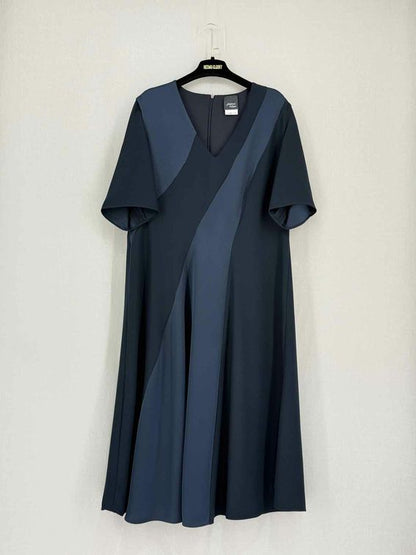 Pre-loved MARINA RINALDI Persona Navy Blue Size US 14 Midi Dress at Reems Closet