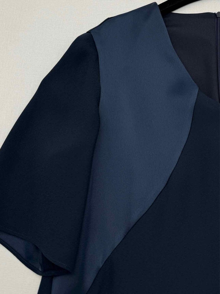 Pre-loved MARINA RINALDI Persona Navy Blue Size US 14 Midi Dress at Reems Closet