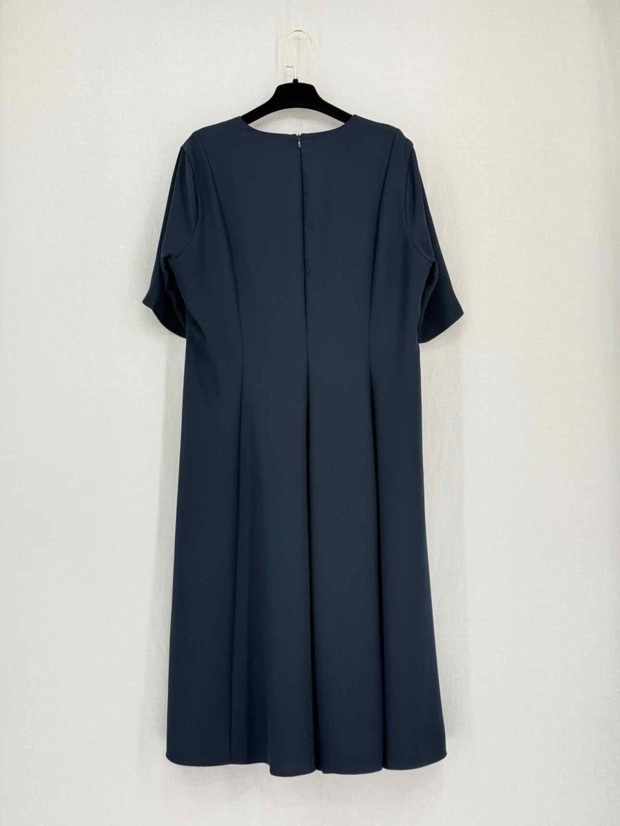 Pre-loved MARINA RINALDI Persona Navy Blue Size US 14 Midi Dress at Reems Closet