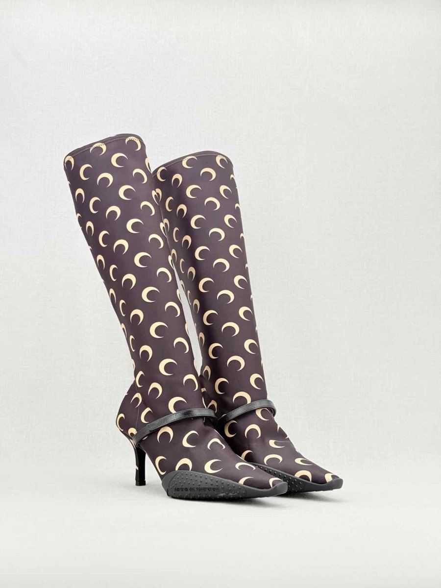 Pre - loved MARINE SERRE Brown Printed Size EU 37 Knee High Boots at Reems Closet
