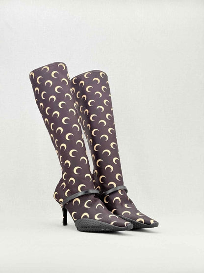 Pre - loved MARINE SERRE Brown Printed Size EU 37 Knee High Boots at Reems Closet
