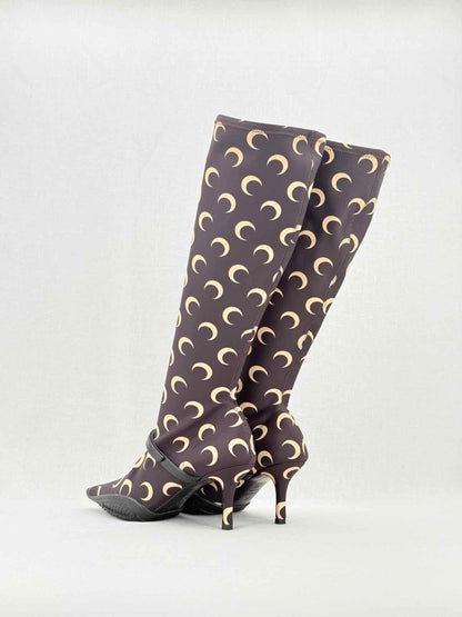 Pre - loved MARINE SERRE Brown Printed Size EU 37 Knee High Boots at Reems Closet