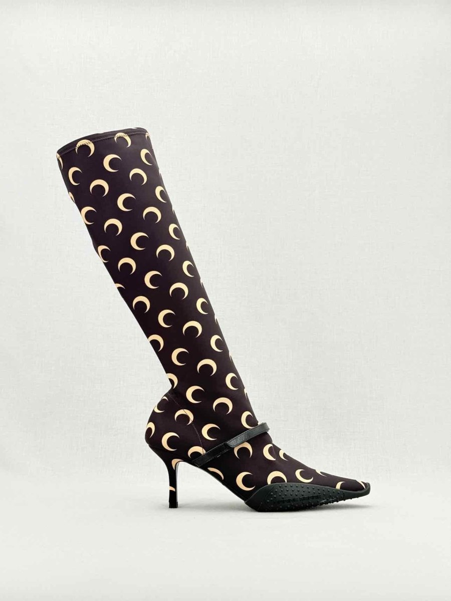 Pre - loved MARINE SERRE Brown Printed Size EU 37 Knee High Boots at Reems Closet