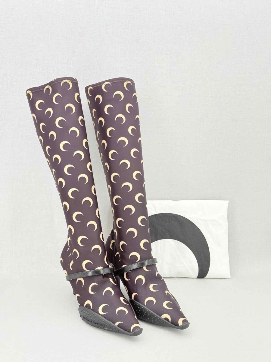 Pre - loved MARINE SERRE Brown Printed Size EU 37 Knee High Boots at Reems Closet