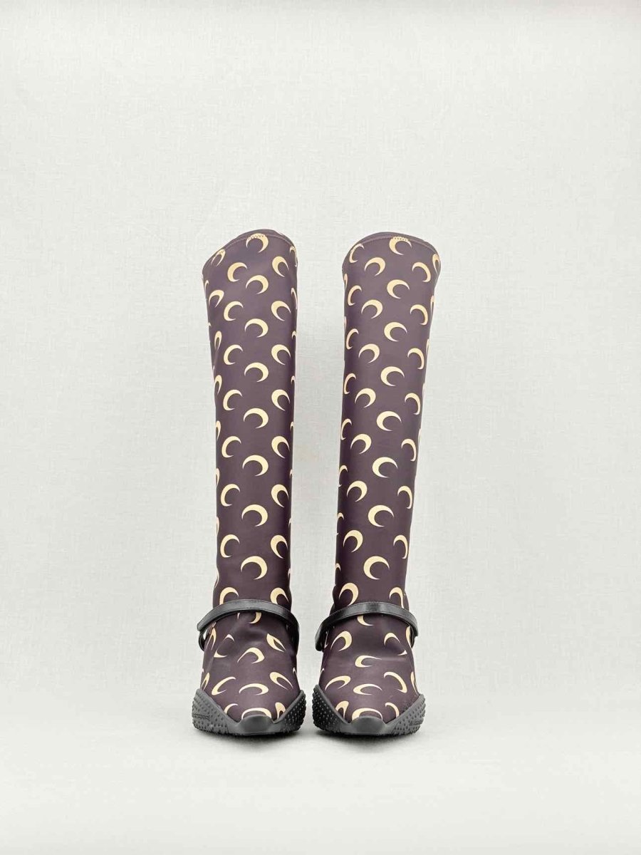 Pre - loved MARINE SERRE Brown Printed Size EU 37 Knee High Boots at Reems Closet