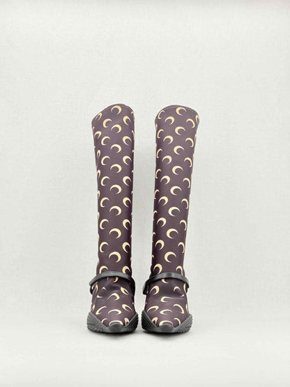 Pre - loved MARINE SERRE Brown Printed Size EU 37 Knee High Boots at Reems Closet