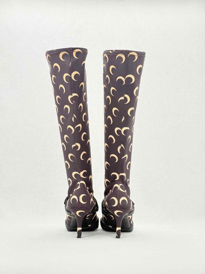 Pre - loved MARINE SERRE Brown Printed Size EU 37 Knee High Boots at Reems Closet