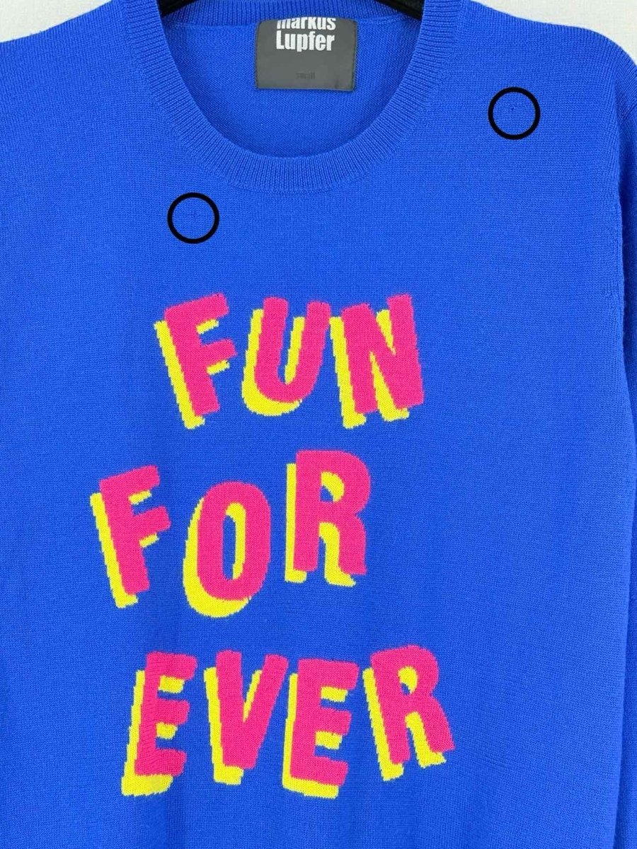 Pre - loved MARKUS LUPFER Blue Printed Size Small Jumper at Reems Closet