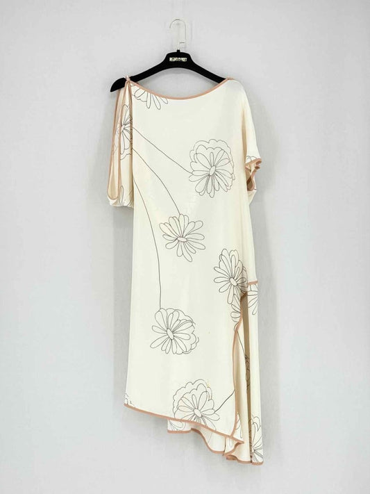 Pre - loved MARNI Beige w/ Black Print Size US 12 Knee Length Dress at Reems Closet