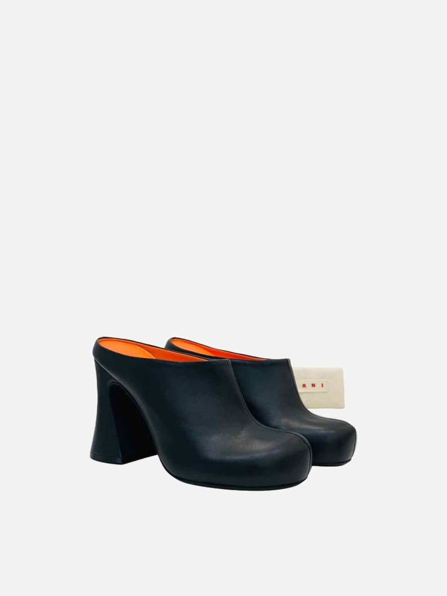 Pre - loved MARNI Block Heel Black Mules at Reems Closet