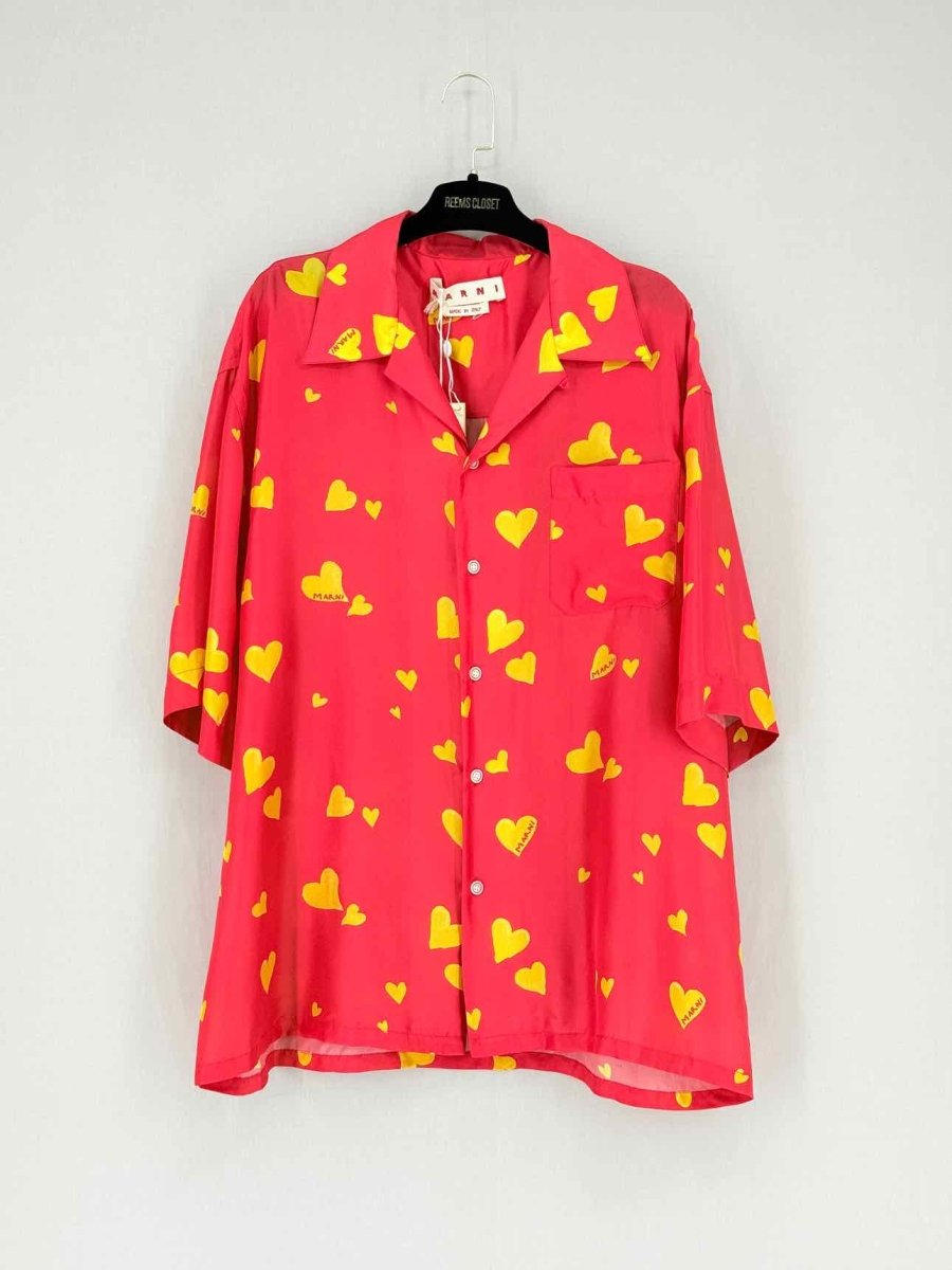 Pre - loved MARNI Bunch Of Hearts Red Heart Print Size XL Shirt at Reems Closet
