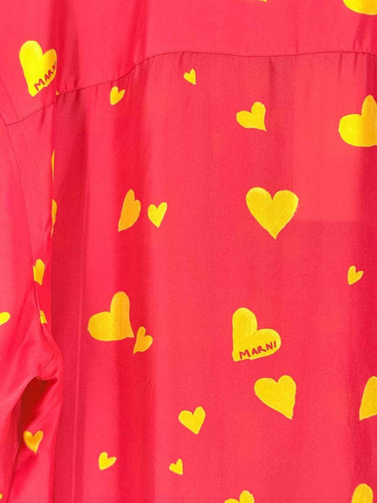 Pre - loved MARNI Bunch Of Hearts Red Heart Print Size XL Shirt at Reems Closet