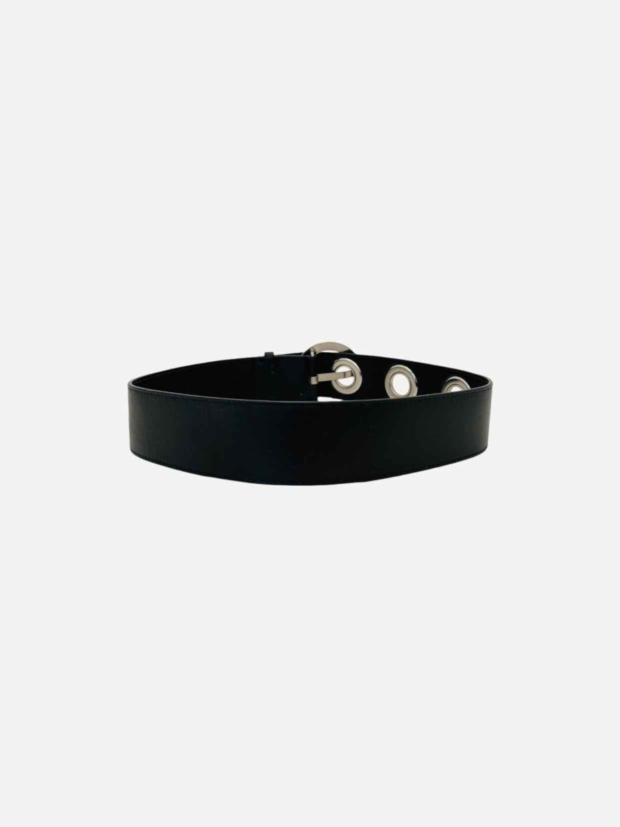 Pre - loved MARNI Metal Eyelet Black Belt at Reems Closet