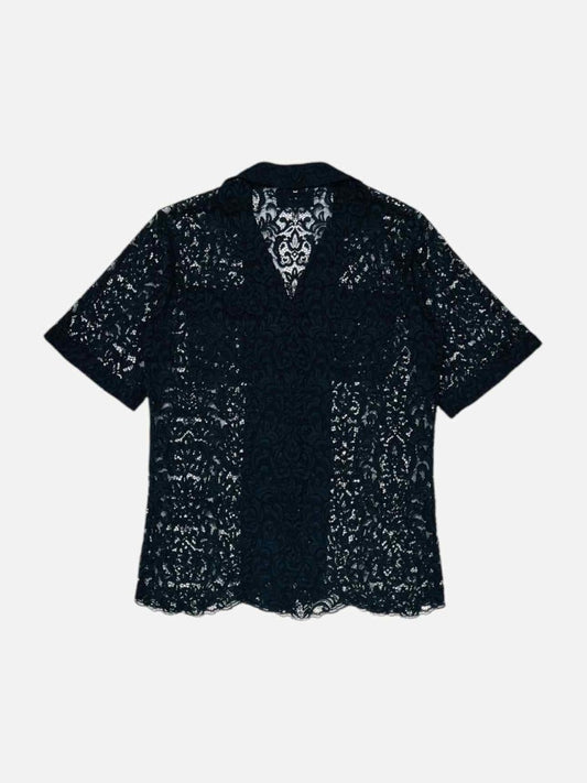 Pre - loved MARQUES/ALMEIDA Short Sleeve Black Lace Top at Reems Closet