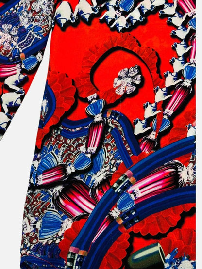 Pre - loved MARY KATRANTZOU Red & Blue Croft Jewel Print Blouse at Reems Closet