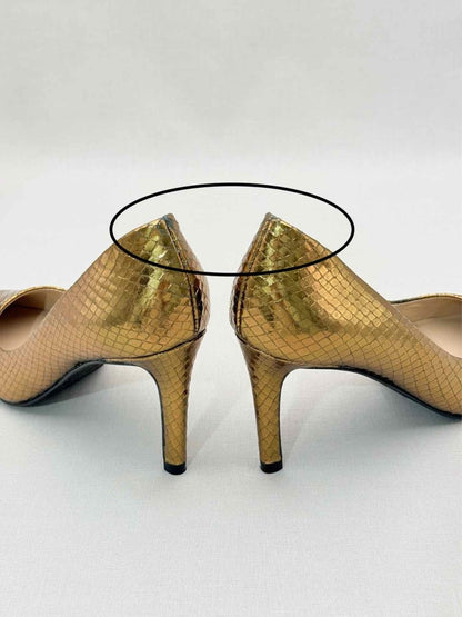 Pre - loved MASCARO Metallic Gold Embossed Size EU 38 Pumps at Reems Closet