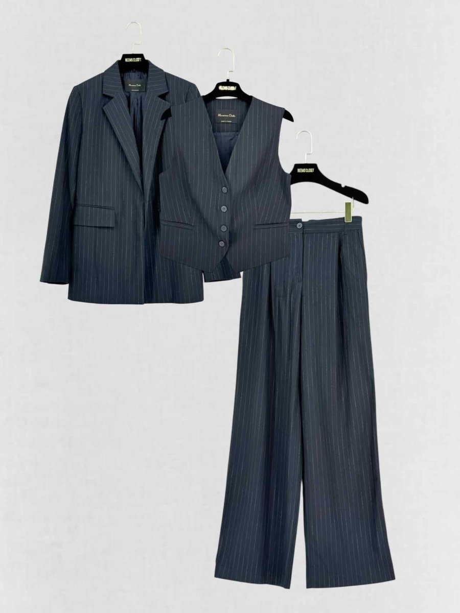 Pre - loved MASSIMO DUTTI Black Striped Size US 6 Outfit Set at Reems Closet