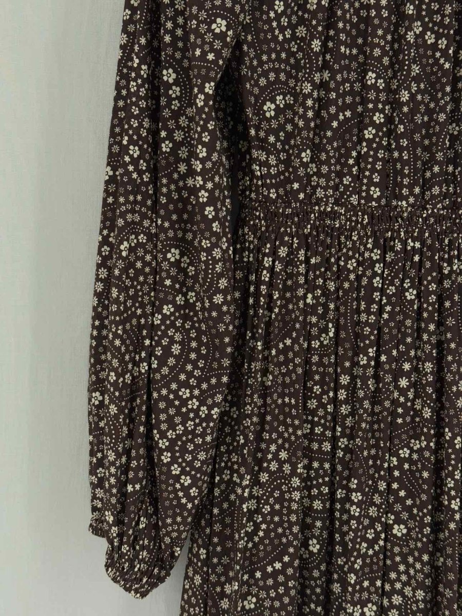 Pre - loved MATTEAU Chocolate Brown Printed Size US 2 Midi Dress at Reems Closet