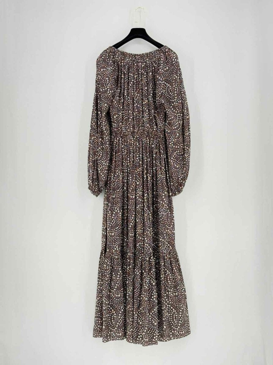 Pre - loved MATTEAU Chocolate Brown Printed Size US 2 Midi Dress at Reems Closet