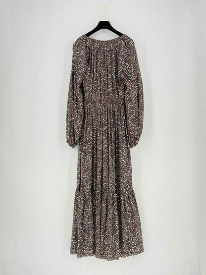 Pre - loved MATTEAU Chocolate Brown Printed Size US 2 Midi Dress at Reems Closet