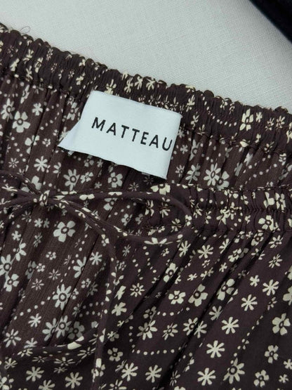 Pre - loved MATTEAU Chocolate Brown Printed Size US 2 Midi Dress at Reems Closet